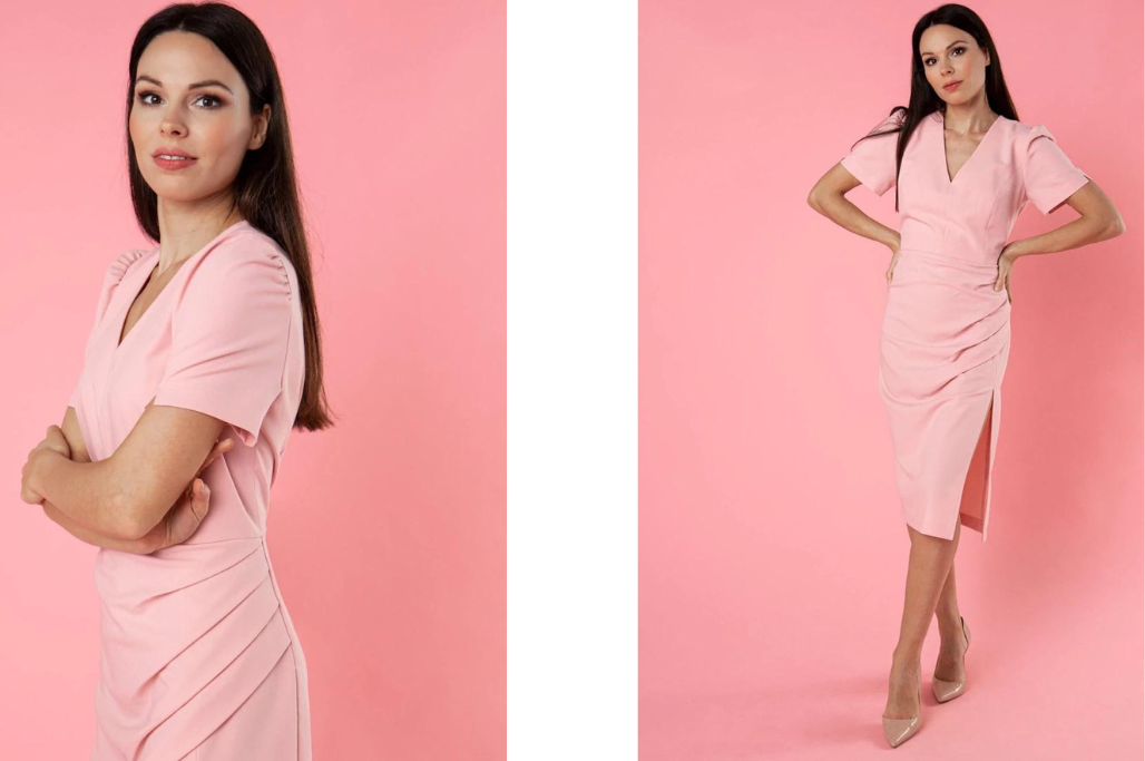 Elegancka sukienka z krótkim rękawem
