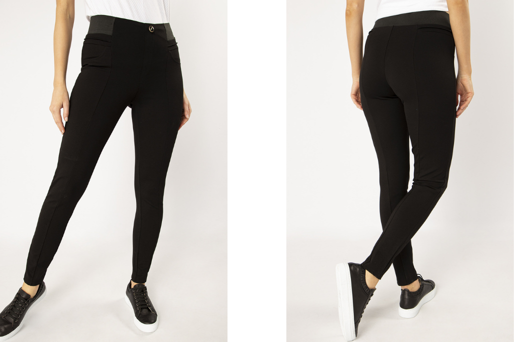  Legginsy z gumą w pasie i ozdobnym guzikiem Legginsy z gumą w pasie i ozdobnym guzikiem Legginsy z gumą w pasie i ozdobnym guzikiem