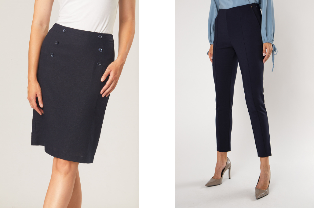 Granatowa spódnica oraz spodnie 7/8