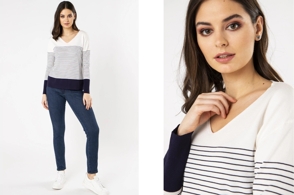 Sweter w poziome prążki