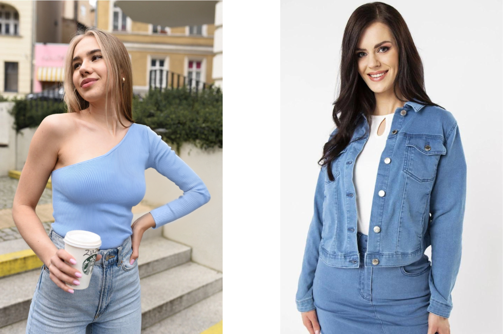 Bluzka Ailene Sky LAURELLA oraz jeansowa kurtka