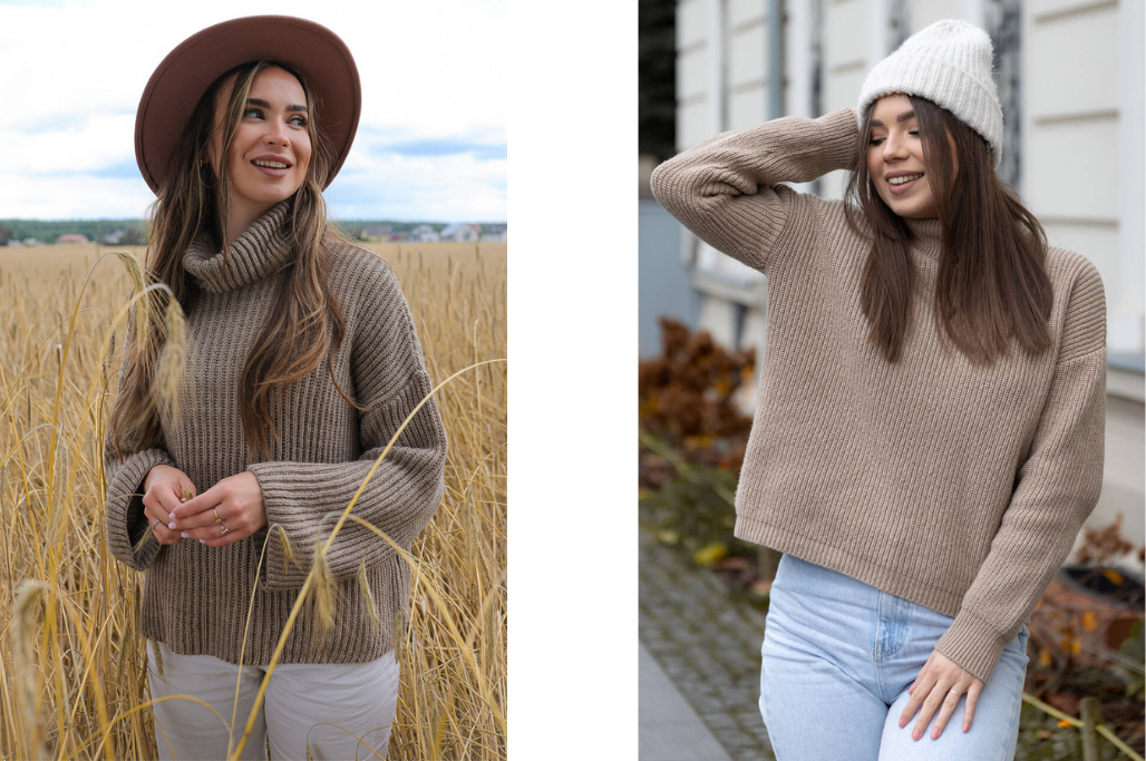 Golf Helen Dark Beige LAURELLA oraz Sweter Christie Beige LAURELLA Sweter Christie Beige LAURELLA Sweter Christie Beige LAURELLA