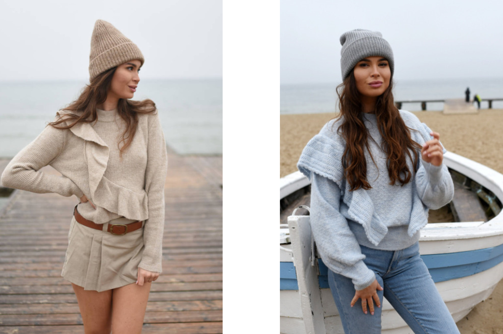  Sweter Celia Beige oraz Sweter Florine Baby Blue LAURELLA 