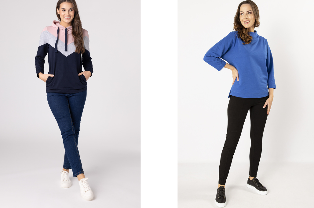  Bluza z kapturem oraz bluza kobaltowa bez kaptura