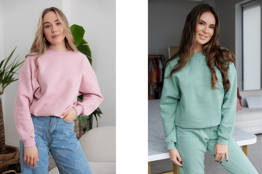 Bluza Sidney Light Pink Logo oraz Bluza Berta Cool Girls Smoke Mint